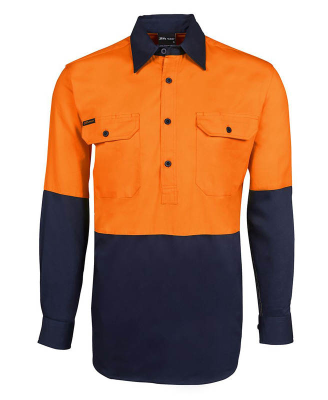 JB Hi Vis 1/2 Button Long Sleeve Shirt